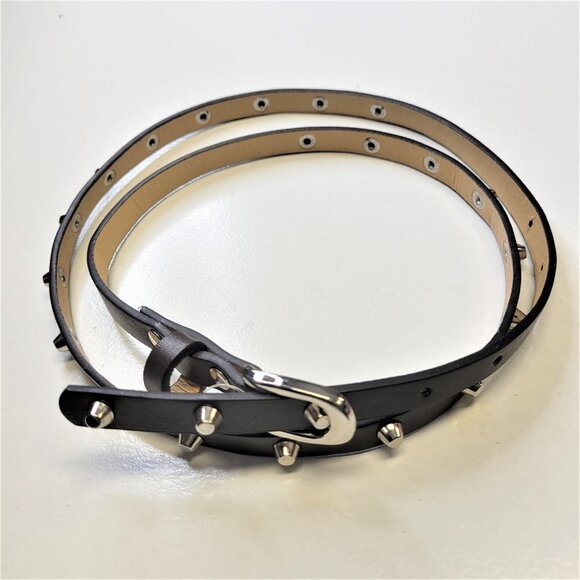 WOMENS Dark Brown Studded Long Belt - Picture 1 of 13
